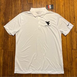 NWT Nike Golf Standard Fit Polo Size Large White WV Basketball